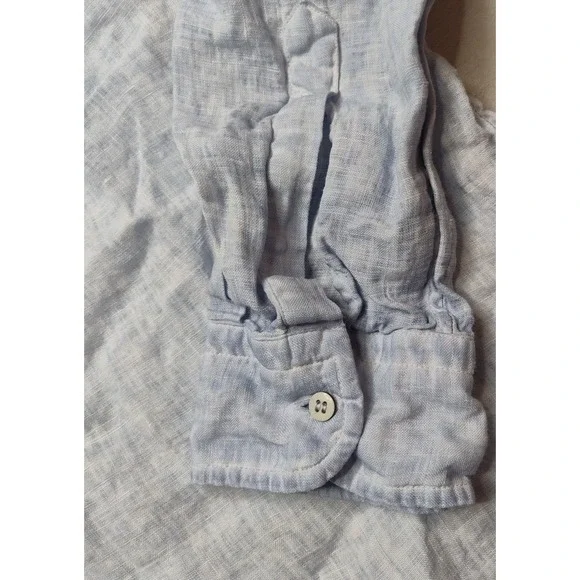 VICTOR Men Size 2XL Blue Dye 100% LINEN Long Sleeve Button Shirt Made In Spain - Picture 3 of 14